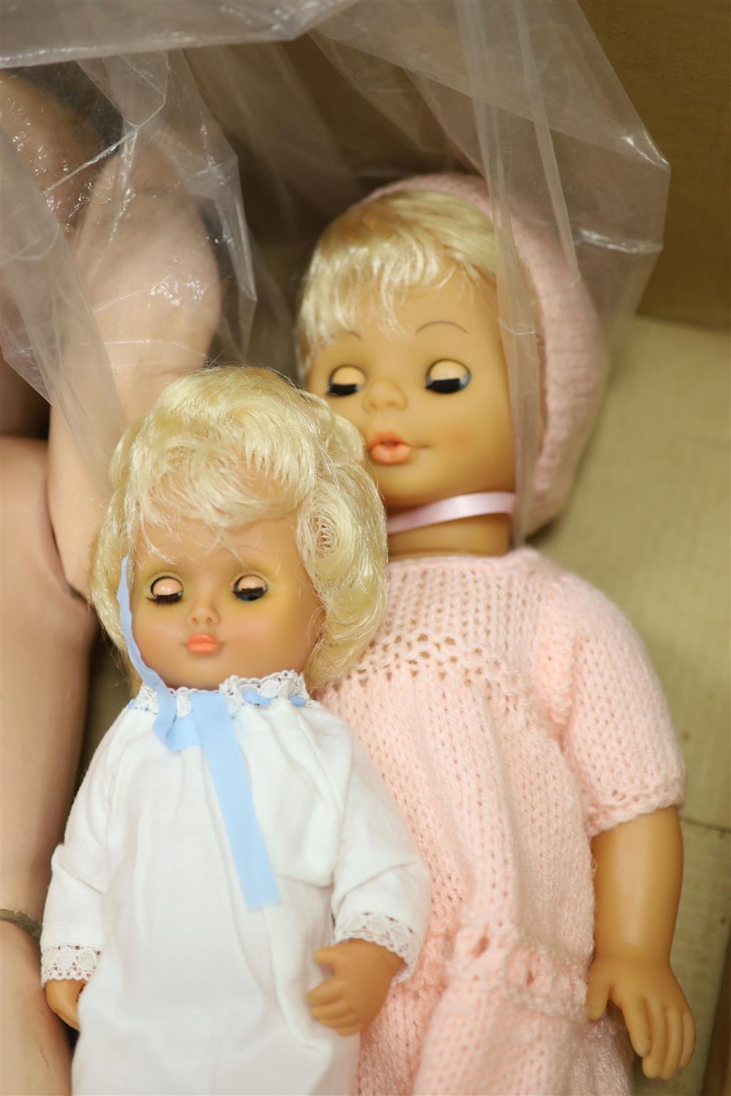 A Koppelsdorf 996 bisque head doll, an Armand Marseille 351/9K baby doll and four other dolls,